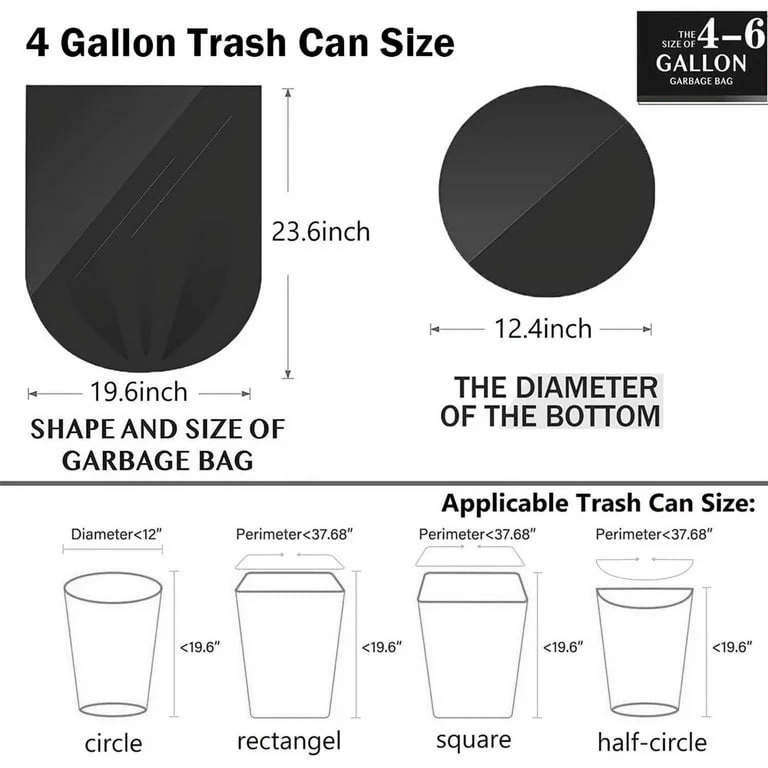 4 Gallon Wastebasket Bags Garbage Bags,Small Trash Bags for Office,Kitchen,Bedroom,100 Count