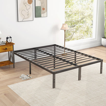 Bed Frame - Full Size Heavy Duty Platform Bed with Underbed Storage, 14-Inch High Steel Slat Support, Non-Slip Design, No Box Spring Required