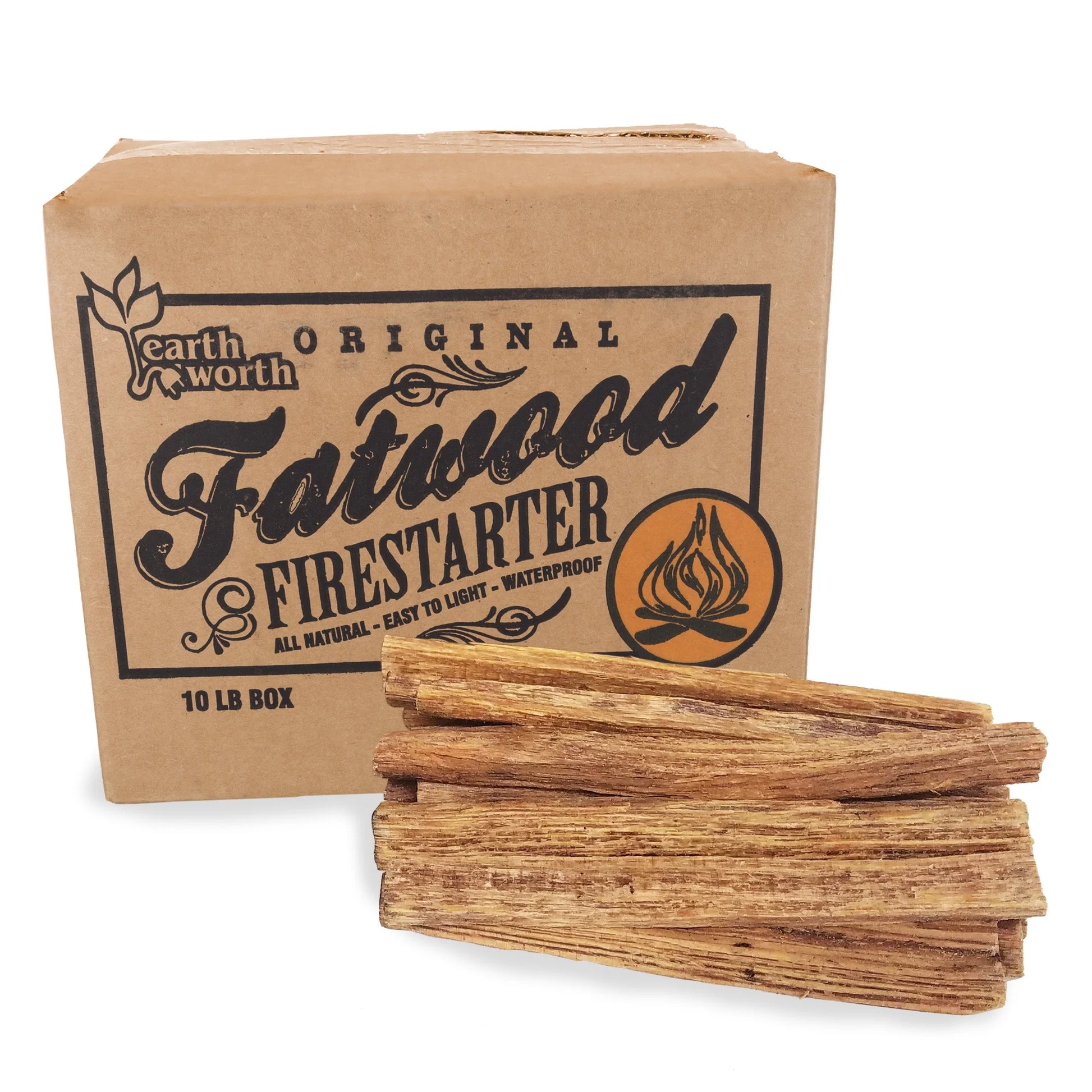 Fatwood Firestarter Kindling Sticks for Wood Stoves, Fireplaces, Bonfire Pits, Camping, Grill, Survival Quickstart Tinder by Pure Garden, 10 or 25 lb. Box