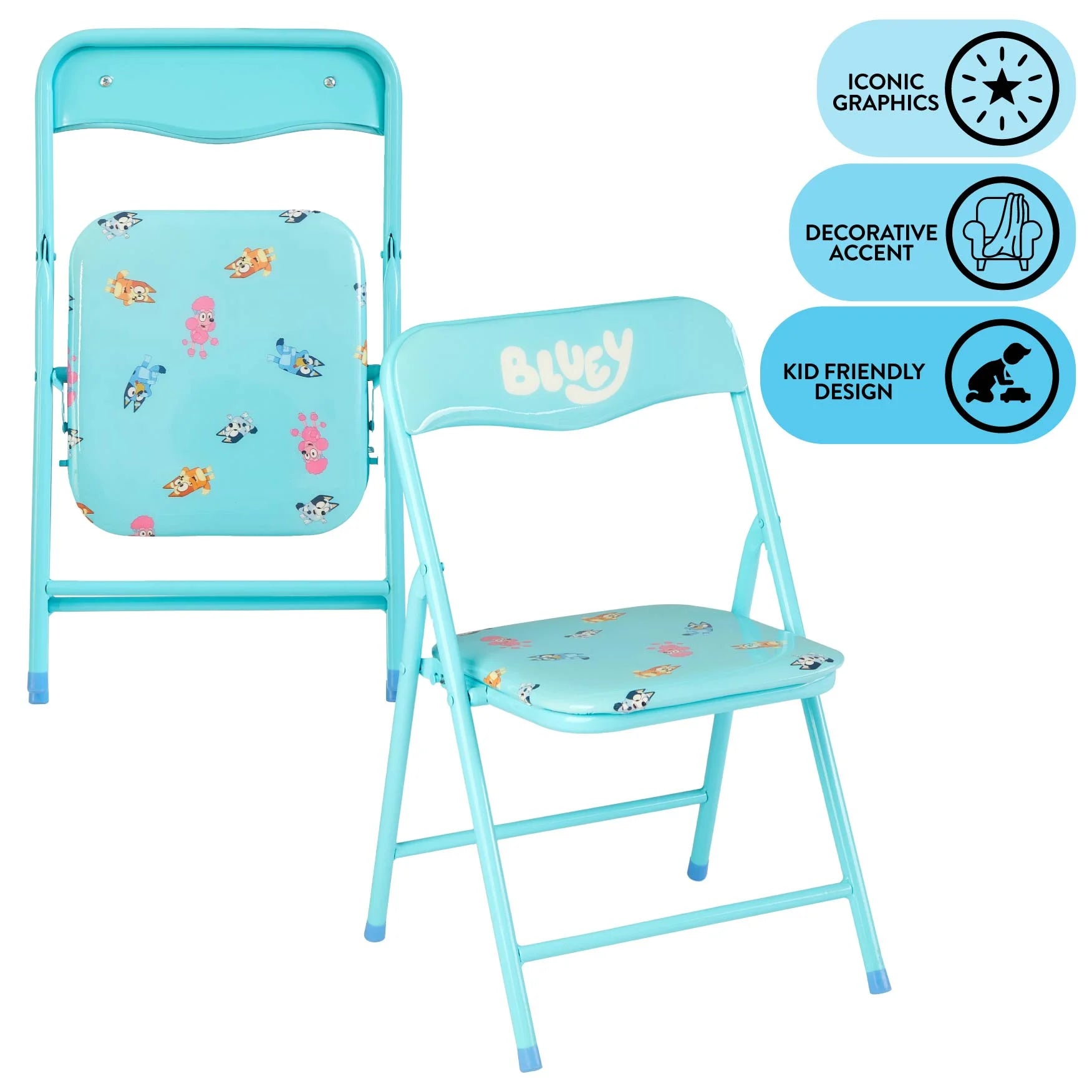 Bluey Kids' 3-Piece Table and Chairs Set, Blue