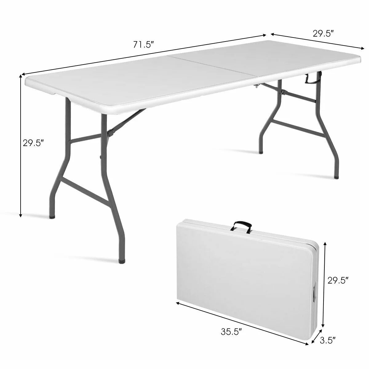 Costway 6' Folding Table Portable Plastic Indoor Outdoor Picnic Party Dining Camp Tables