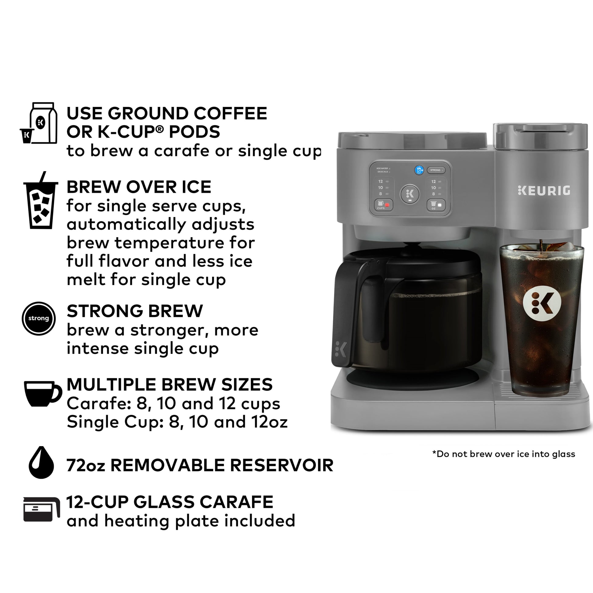 Keurig K-Duo Essentials, Hot & Iced Single-Serve K-Cup Pod Coffee Maker & Carafe,  Moonlight Grey