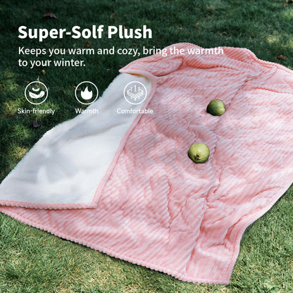 Texciting Heated Blanket Electric Blanket Throw 50”X60”-Heating Throw with 5 Heat Settings-3 Hours Auto Off,ETL Certified,Machine Washable (Pink)