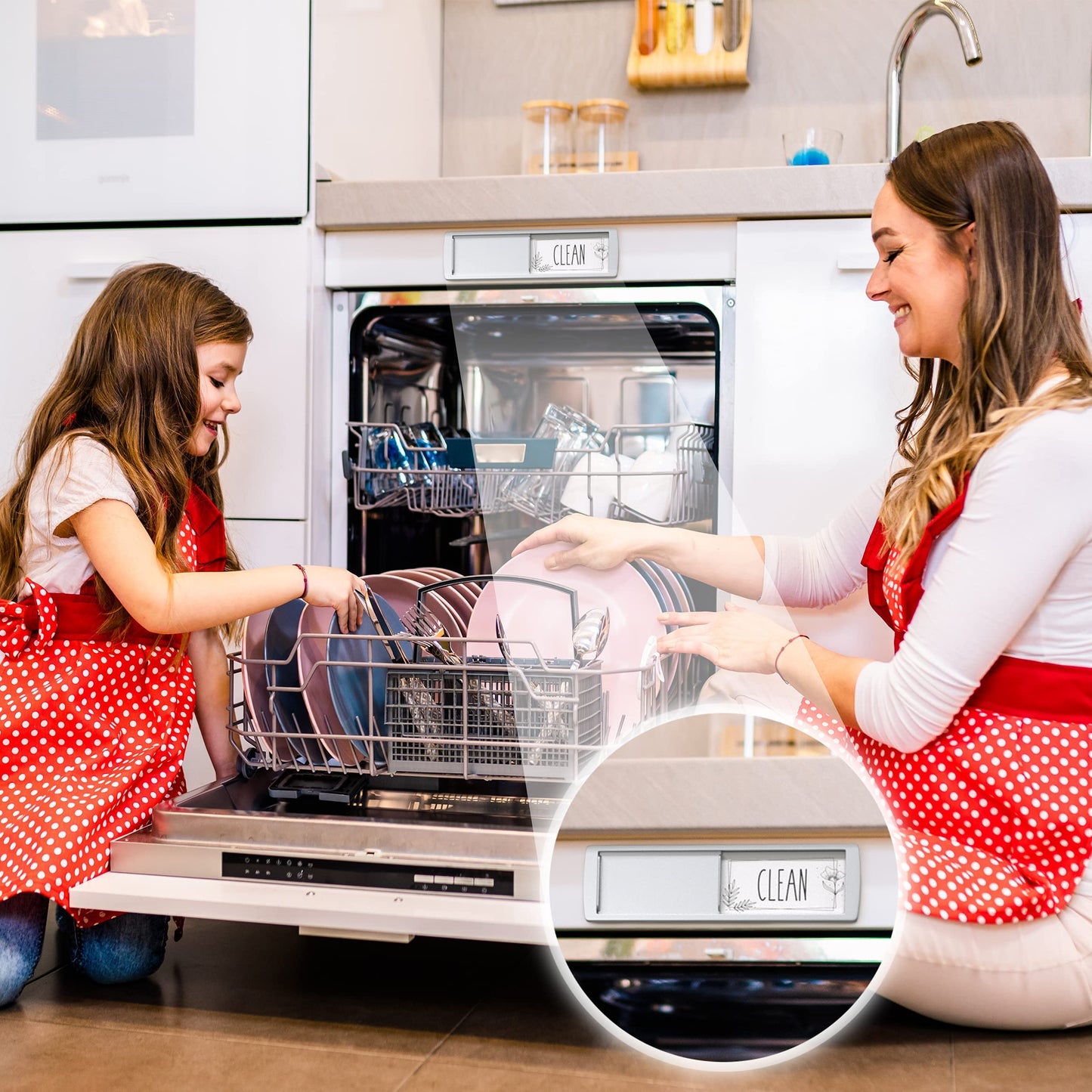 ASSURED SIGNS Stylish Clean Dirty Magnet for Dishwasher 7 x 2 Inch - Non-Scratch Dishwasher Magnet Clean Dirty Sign for Kitchen with Sliding Indicator - Promotes Family Routines and Organization