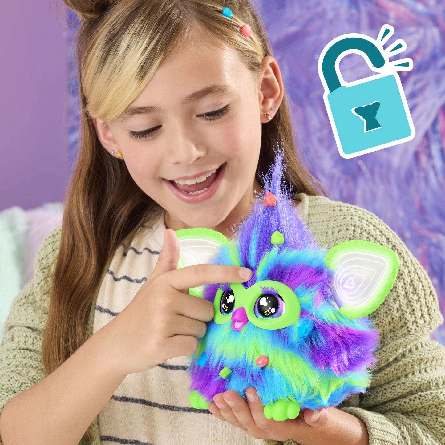 Furby Galaxy Edition, Glow in The Dark, 15 Fashion Accessories, Interactive Plush Toys for 6 Year Old Girls & Boys & Up, Voice Activated Animatronic (Amazon Exclusive)