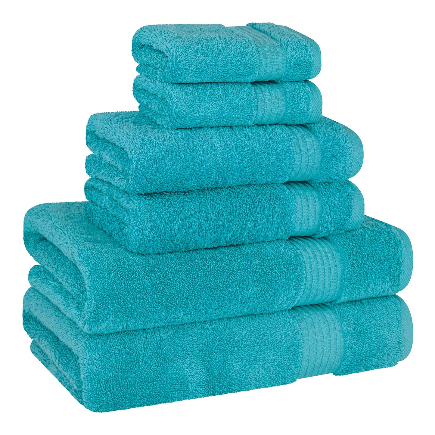 Cotton Paradise 6 Piece Towel Set 100% Cotton Soft Absorbent Turkish Towels for Bathroom 2 Bath Towels 2 Hand Towels 2 Washcloths, Aqua Blue Towel Set