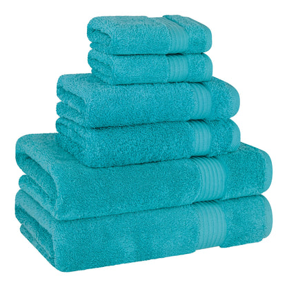 Cotton Paradise 6 Piece Towel Set 100% Cotton Soft Absorbent Turkish Towels for Bathroom 2 Bath Towels 2 Hand Towels 2 Washcloths, Aqua Blue Towel Set