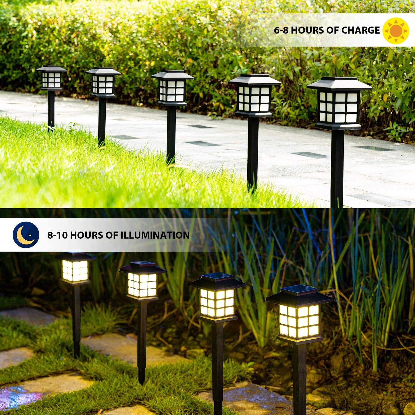 GIGALUMI Solar Outdoor Lights,12 Pack LED Solar Lights Outdoor Waterproof, Solar Walkway Lights Maintain 10 Hours of Lighting for Your Garden, Landscape, Path, Yard, Patio, Driveway