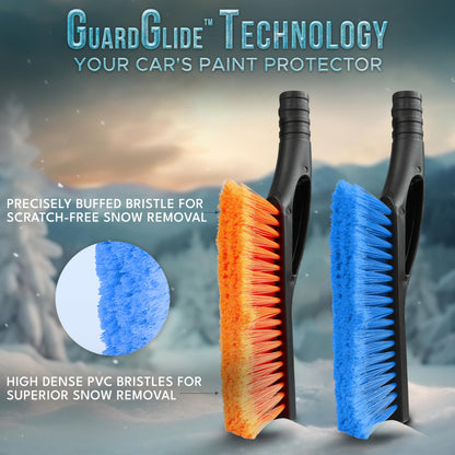 EcoNour 27" Car Snow Brush and Ice Scrapers for Car Windshield (2 Pack) | Scratch Free Bristle Head Snow Brush & Tough Window Snow Scraper with Aluminium Body | Snow Removal Winter Car Accessories