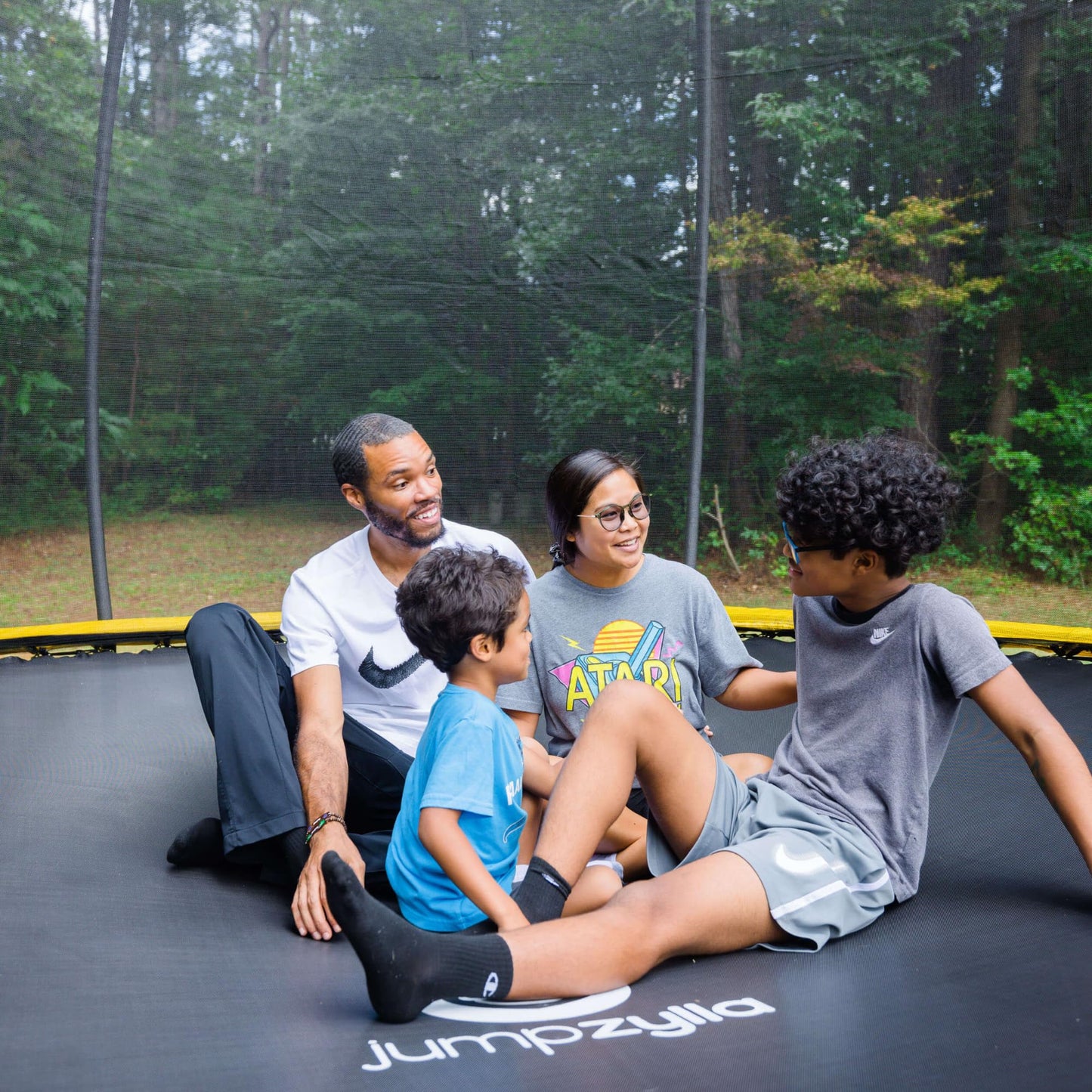 JUMPZYLLA Trampoline 8FT 10FT 12FT 14FT 15FT 16FT Trampoline with Enclosure - Recreational Trampolines with Ladder and AntiRust Coating, ASTM Approval Outdoor Trampoline for Kids