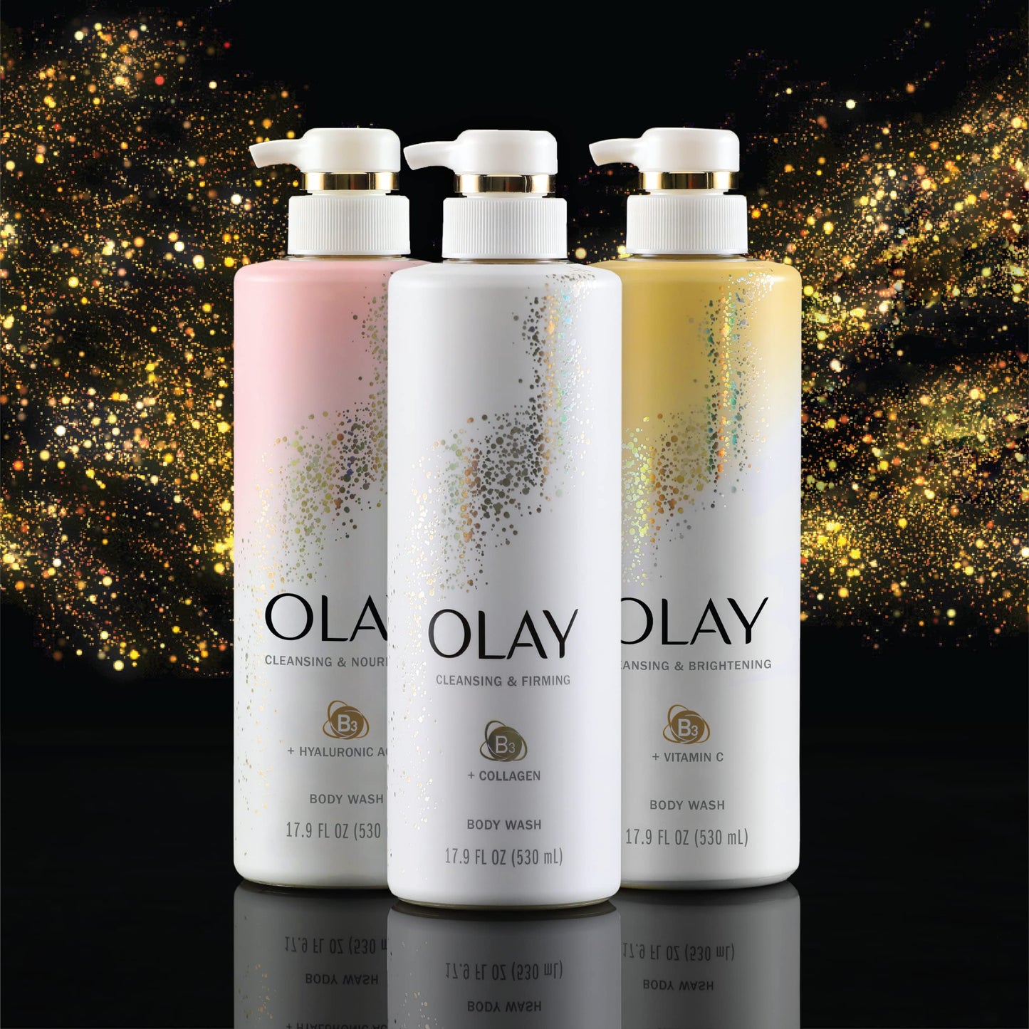 Olay Cleansing & Firming Body Wash for Women with Collagen and Vitamin B3, 20 fl oz (Pack of 4)