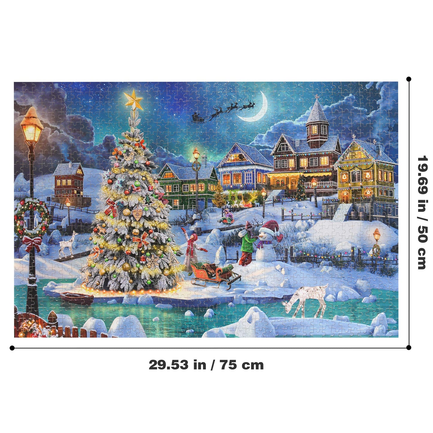 Becko US Puzzles for Adults 1000 Pieces, Wooden Jigsaw Puzzles, 1000 Piece Puzzle for Adults & Kids, Christmas and Holiday (Snow Scene)