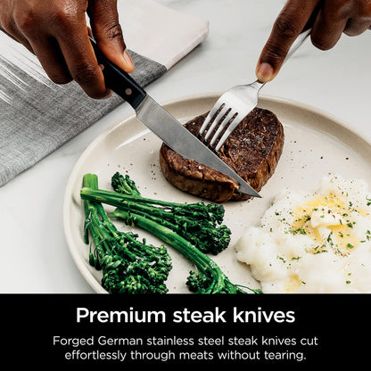 Ninja K32012 Foodi NeverDull Premium Knife System, 12 Piece Knife Block Set with Built-in Sharpener, German Stainless Steel Knives, Black