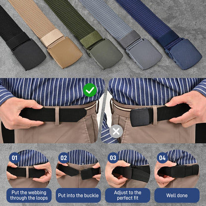 UNGGJKB Tactical Men's Nylon Belts,5 Pack Mens Belts Casual，Military Canvas Outdoor Metal-free Belts