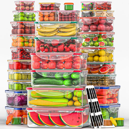 70 Pcs Large Food Storage Containers with Lids Airtight-2500ML to Small Box,Total 22812 ML Stackable Kitchen Bowls Set(35 Containers,35 Lids)-BPA Free Leak proof Plastic Boxes-Microwave safe