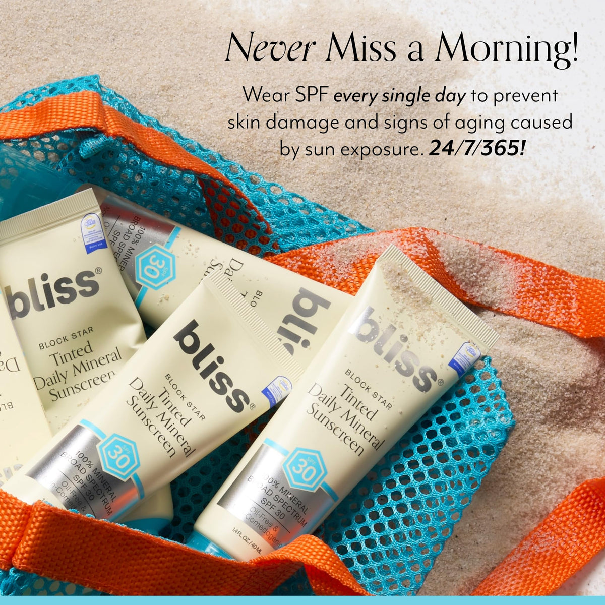 Bliss Block Star SPF 30 Daily Tinted Sunscreen with Zinc Oxide, Sunscreen & Makeup Primer- All Skin Tones - 100% Mineral Broad Spectrum Sunscreen with Titanium Dioxide & Antioxidant Blend,- 1.4 fl oz.