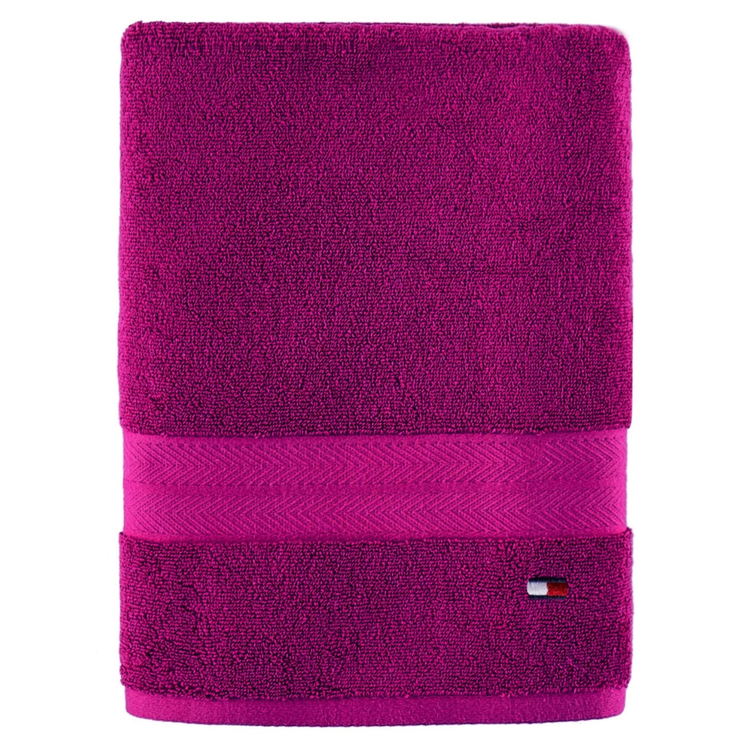 Tommy Hilfiger Modern American Solid Bath Towel, 30 X 54 Inches, 100% Cotton 574 GSM (Raspberry Rose)