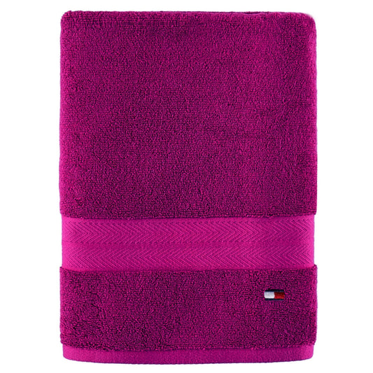 Tommy Hilfiger Modern American Solid Bath Towel, 30 X 54 Inches, 100% Cotton 574 GSM (Raspberry Rose)