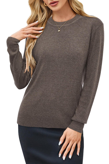 Arach&Cloz Womens 2025 Long Sleeve Sweaters Work Formal Halloween Winter Early Fall Fashion Tops Shirts Teacher Business Casual Dressy Black White Business Outfits Chocolate Brown Clothes (A-Coffee,M)