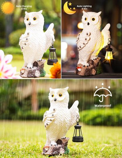 Plaitaoai Owl Solar Garden Statues Outdoor Decor-Outdoor Statues for Garden,Patio, Balcony, Yard Ornament-Birthdays Gifts for Women,Mom,Grandma,Wife,Sister