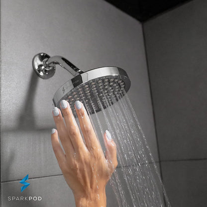 SparkPod Shower Head - High Pressure Rain - Premium Quality Luxury Design - 1-Min Install - Easy Clean Adjustable Replacement for Your Bathroom Shower Heads (Luxury Polished Chrome, 6 Inch Round)