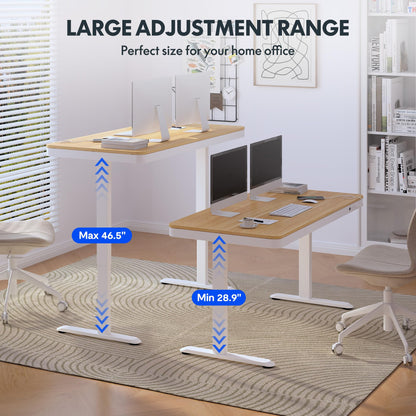 FLEXISPOT 55" Electric Standing Desk with Drawers, Quick Assembly Home Office Sit Stand Desk with Storage, USB Charging, Computer Desk for Home Office (Maple Top + White Adjustable Frame, Comhar)