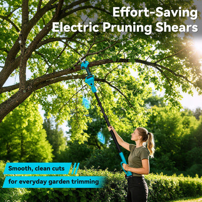 4-in-1 Pole Saw & Electric Pruning Shears, 6 Inch Pole Saws for Tree Trimming, Cordless Pruning Shears with 15.5ft Max Extension Pole, 2 x 4.0Ah Battery Powered Pole Saw Pruner for Garden (Blue)