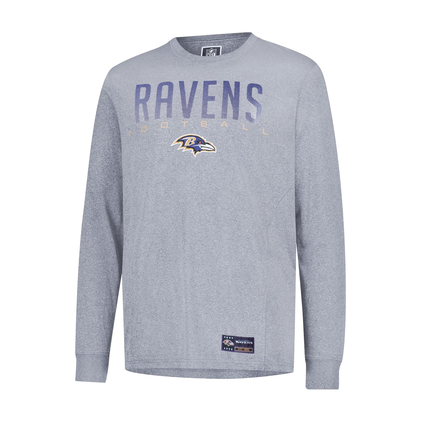Ultra Game NFL Official Adults Super Soft Game Day Long Sleeve T-Shirt - Unisex, Baltimore Ravens, Heather Gray, X-Large