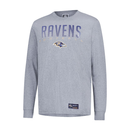 Ultra Game NFL Official Adults Super Soft Game Day Long Sleeve T-Shirt - Unisex, Baltimore Ravens, Heather Gray, X-Large