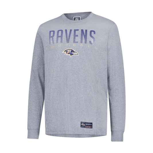 Ultra Game NFL Official Adults Super Soft Game Day Long Sleeve T-Shirt - Unisex, Baltimore Ravens, Heather Gray, X-Large