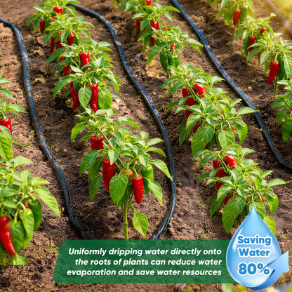 Tuzoc Soaker Hose 50 ft, Garden Hose With Drip Irrigation System, 1/2 Linkable Consistent Drip Irrigation Hoses, Leakproof Design Water Hose, Save 80% of Water for Garden, Farm, Orchard Plantation