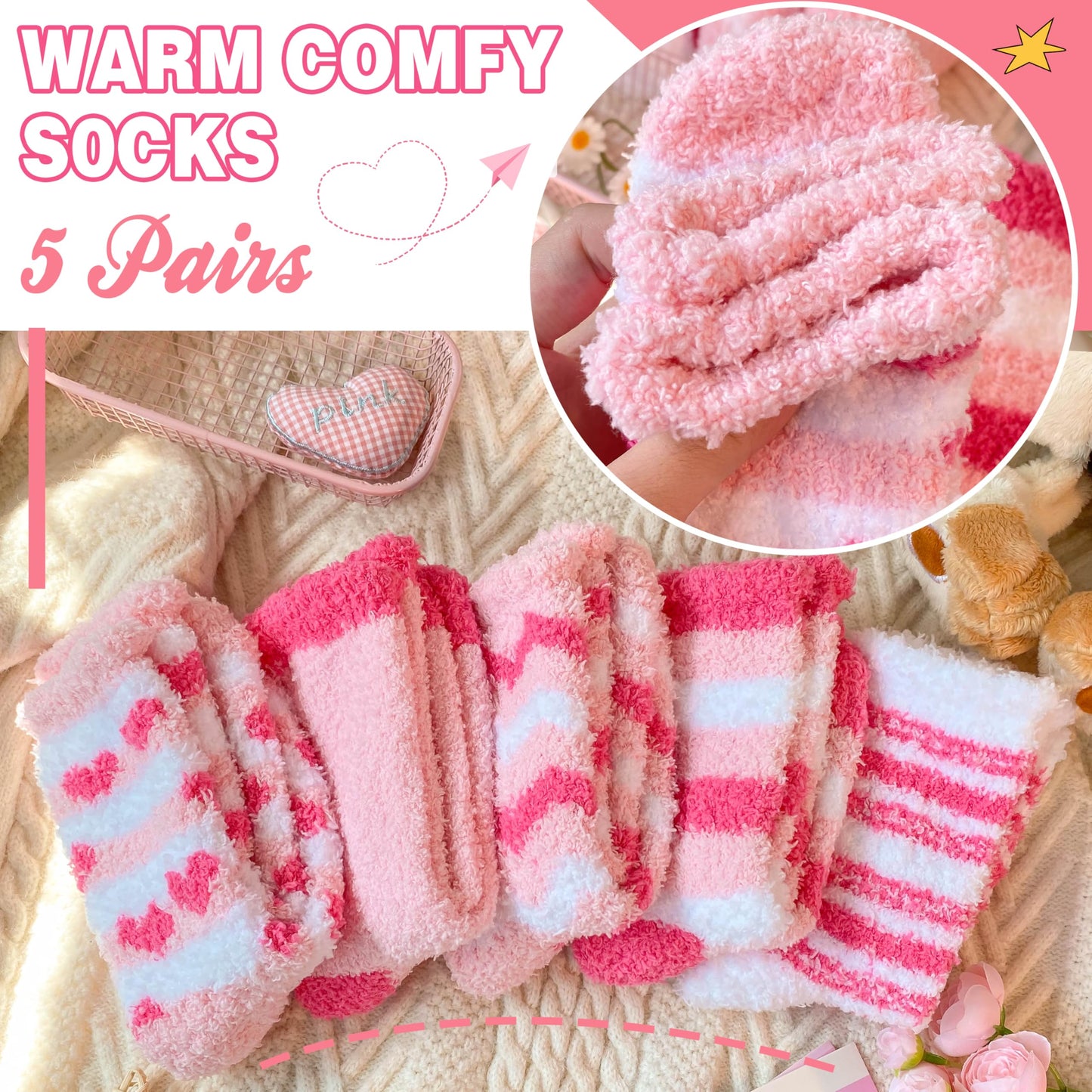 EBMORE Fuzzy Socks for Women, Fluffy Cozy Comfy Soft Cabin Plush Warm Winter Sleep Home Slipper Socks, Christmas Gifts, Valentines Day Gifts for Her, Women Who Have Everything, Stocking Stuffers