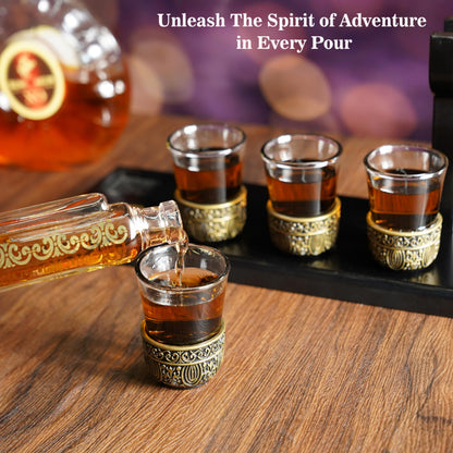 Luxury Gun Decanter with 4 Shot Glasses, Gift Box, & Funnel - Unique Whiskey Decanter Sets for Men & Women - Liquor Glass Gun Alcohol Bottle - Wine Tequila Decanter Set Gifts For Dad Gifts For Men