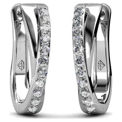 Cate & Chloe Amaya 18k White Gold Plated Hoop Earrings with Swarovski Crystals Gift for Women