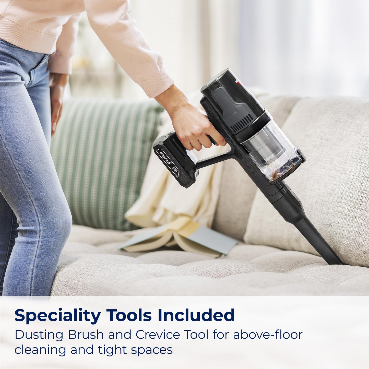Bissell CleanView XR 200W Lightweight Cordless Vacuum w/Removable Battery, 35-min runtime, Tangle-Free Brush Roll, LED Lights, XL Tank, Dusting & Crevice Tool, Wall Mount, 3789U