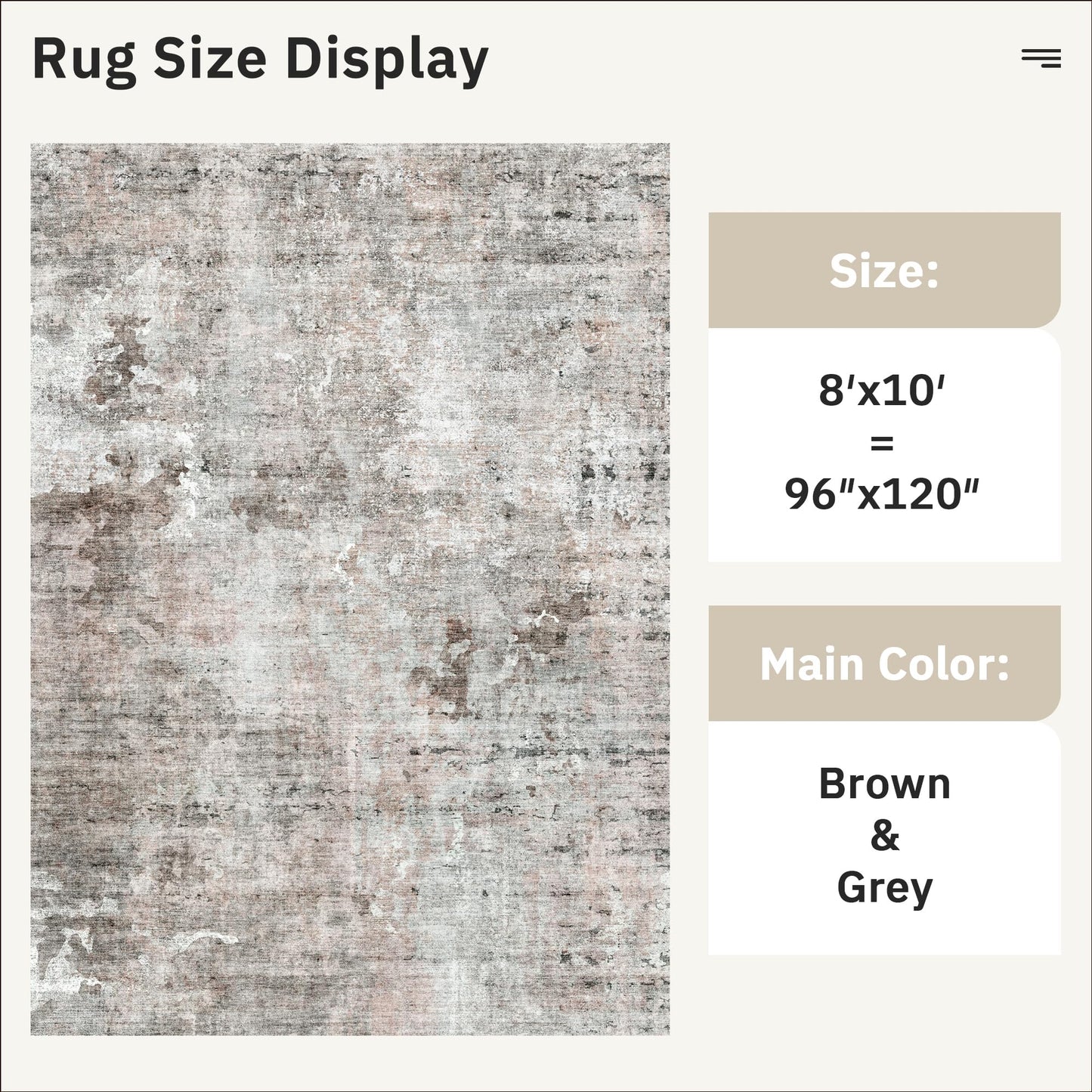 Soalmost Abstract Rug 8x10 Large Living Room Rugs Neutral Modern Washable Area Rugs for Bedroom Dining Room Non-Slip Stain Resistant Foldable Thin Rug Grey Pink