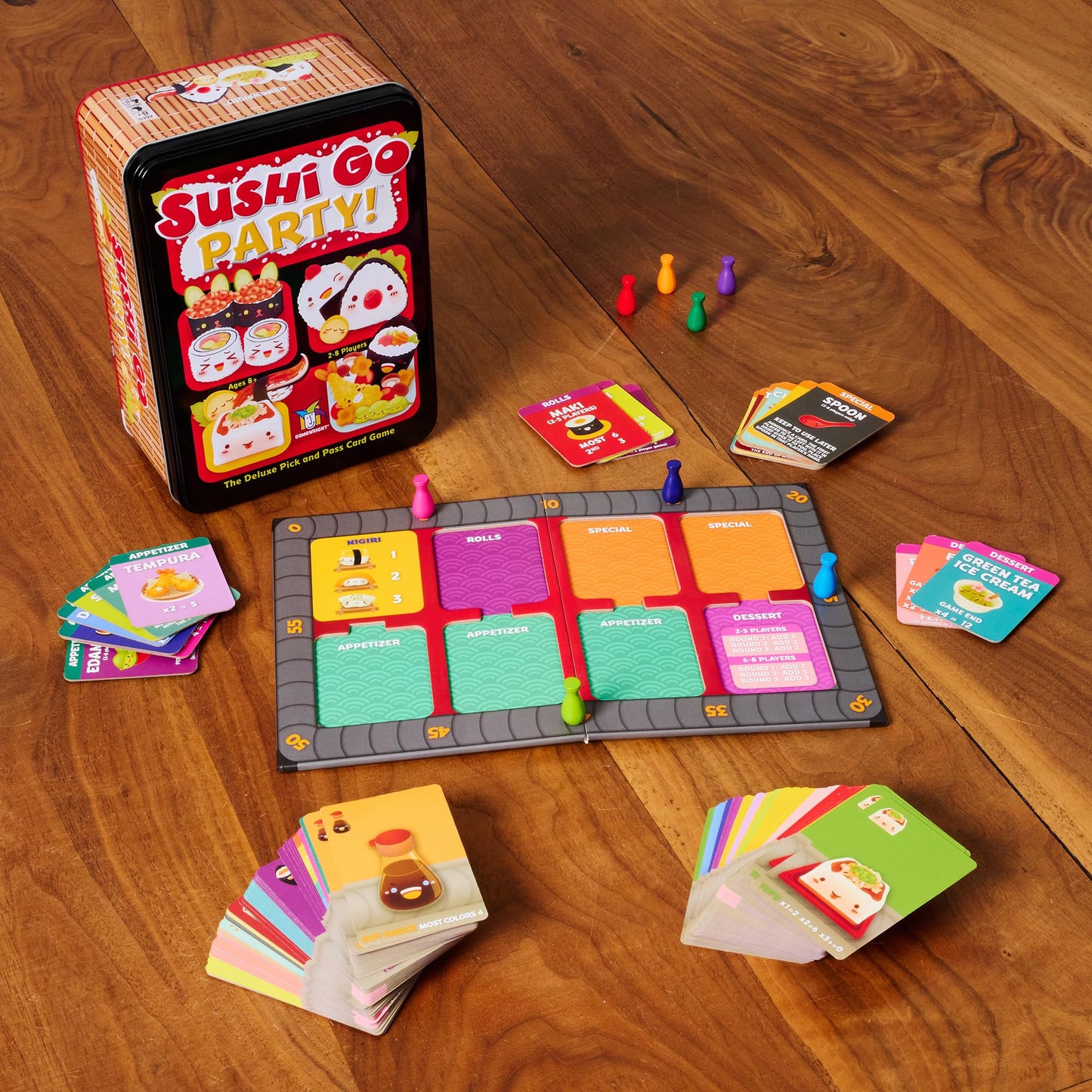 Sushi Go Party! - The Deluxe Pick & Pass Card Game by Gamewright, Multicolored