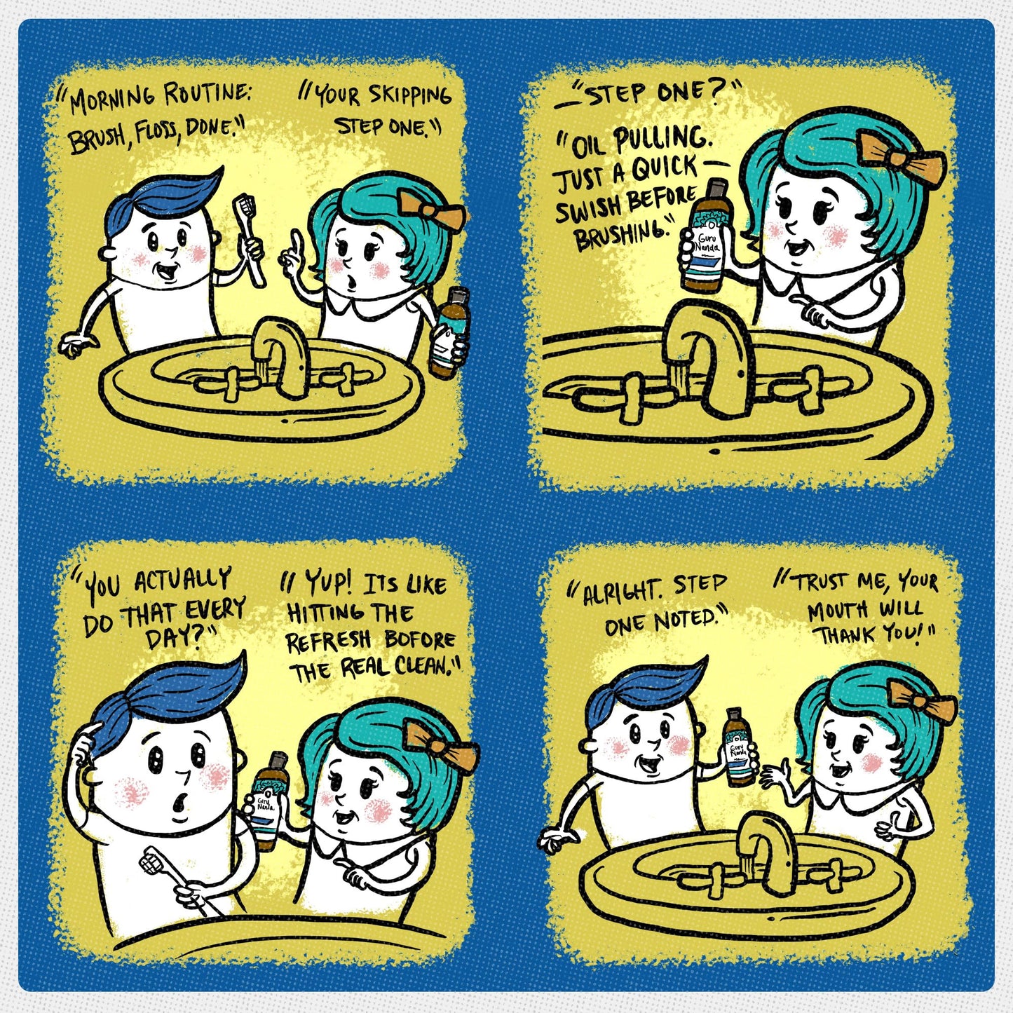 GuruNanda CocoMint Oil Pulling Mouthwash for Complete Oral Hygiene, 7 Essential Oils & Vitamins for Happy Teeth & Gums & Fresh Breath , Alcohol-Free, 8 oz