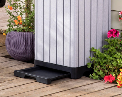 Keter Rockford Resin 38 Gallon Outdoor Kitchen Trash Can with Lid and Drip Tray for Easy Cleaning-Perfect for Patio Dining, Grey