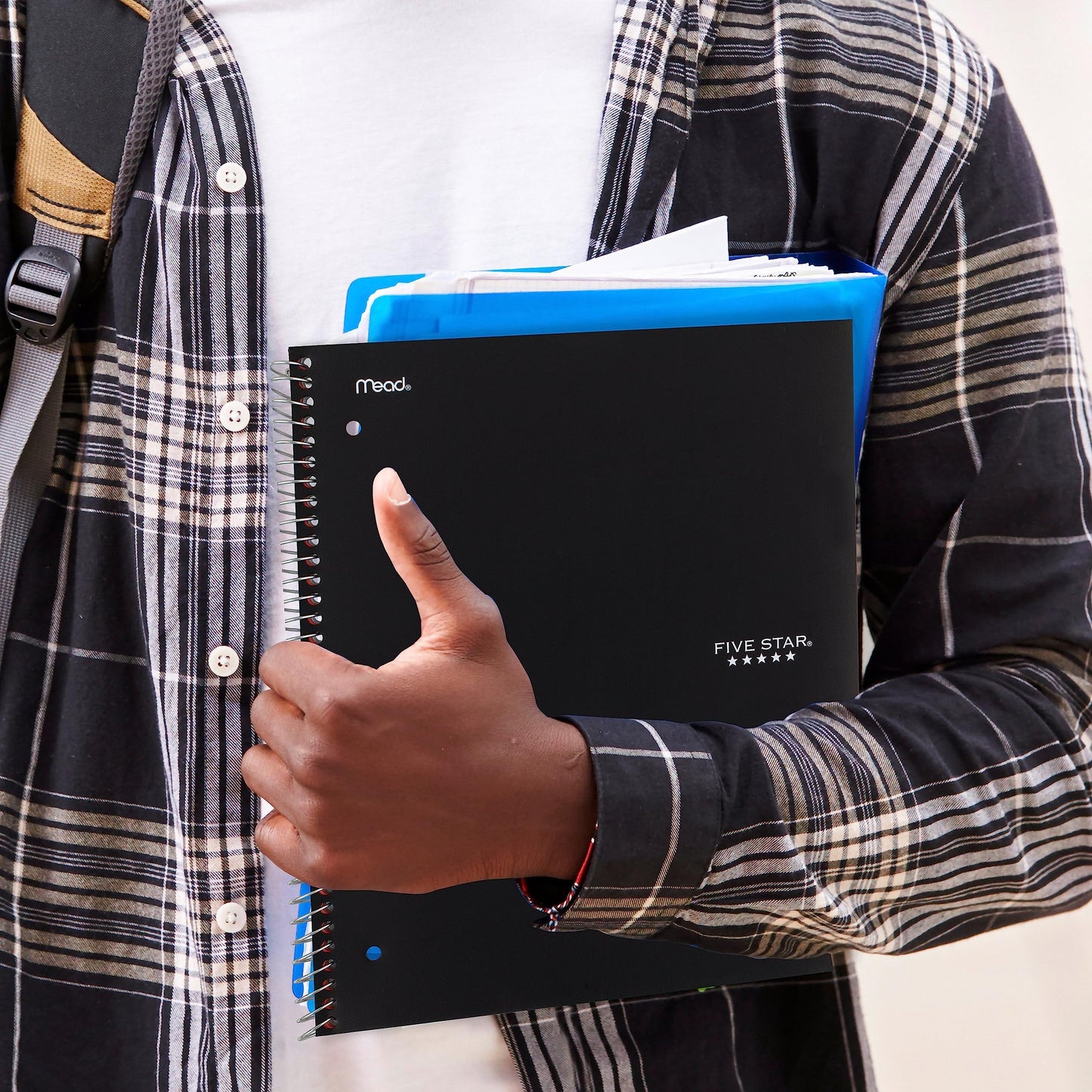 Five Star Spiral Notebook + Study App, 3 Pack, 3 Subject, College Ruled Paper, Fights Ink Bleed, Water Resistant Cover, 8-1/2" x 11", 150 Sheets, Black, White, Purple (820192)