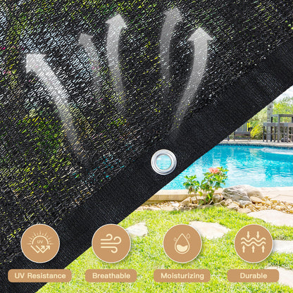 VICLLAX 90% Black Garden Shade Fabric Sun Shade Greenhouse Netting Outdoor Mesh Shade Cloth with Grommets for for Greenhouse, Lawn, and Outdoor Use, 8×12 FT