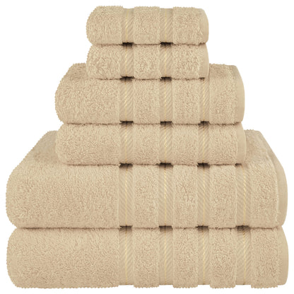 American Soft Linen Luxury 6 Piece Towel Set, 2 Bath Towels 2 Hand Towels 2 Washcloths, 100% Cotton Turkish Towels for Bathroom, Beige Towel Sets