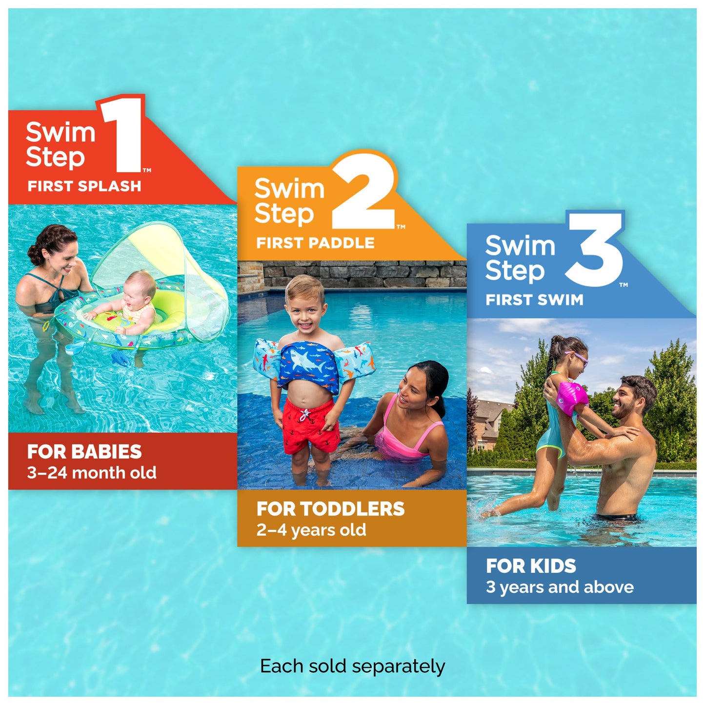 Swimways Soft Swimmies Toddler Floaties, Learn-to-Swim Inflatable Pool Floats & Arm Floaties, Swimming Pool Accessories for Kids Aged 3-5, Blue