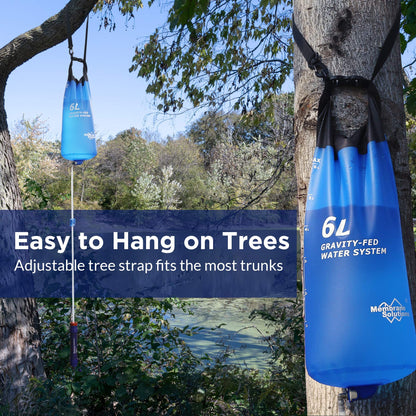 Membrane Solutions Gravity Water Filter Pro 6L, 0.1-Micron Versatile Water Purifier Camping with Adjustable Tree Strap Storage Bag, Survival Gear for Group Emergency Preparedness