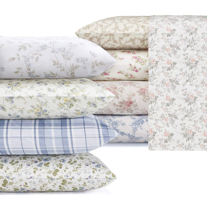 Laura Ashley Home - Queen Sheets, Cotton Flannel Bedding Set, Brushed for Extra Softness & Comfort (Crestwood, Queen)