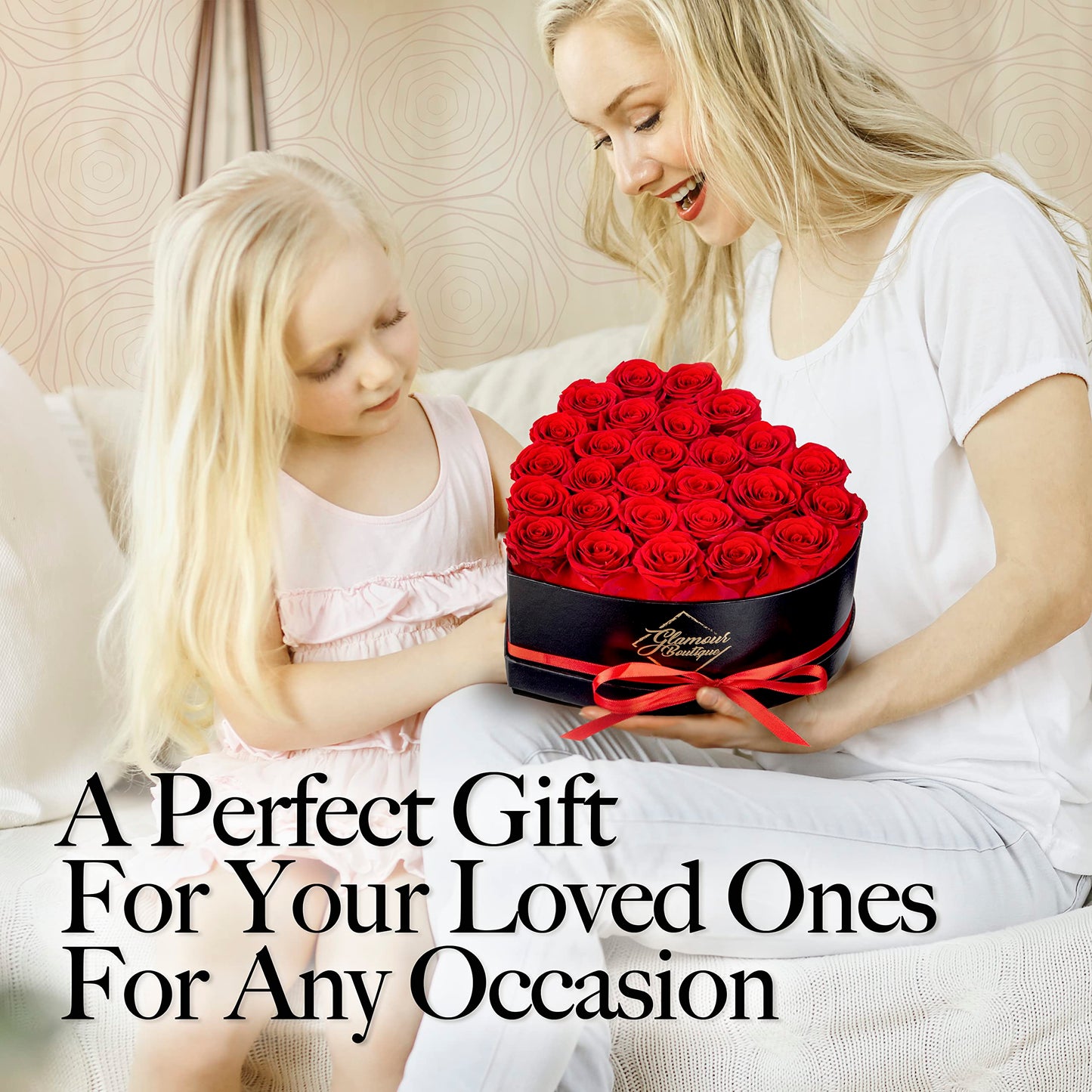 GLAMOUR BOUTIQUE 27 Preserved Roses in a Heart Box - Flowers Forever Valentine's Day, Roses Forever for Women, Roses Forever in a Box, Birthday Gifts for Her, Red