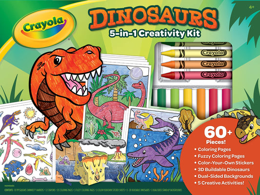 Crayola Dinosaur 5-in-1 Art Kit for Kids, Dinosaur Toys, Kids Art Set, Dinosaur Gift for Boys & Girls, Ages 4+