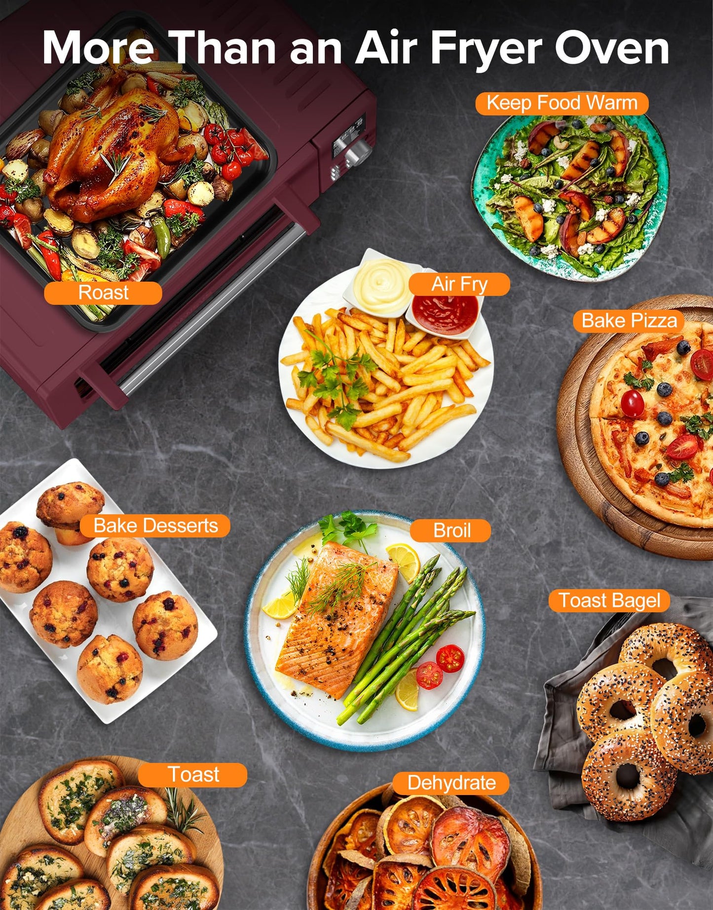 Nuwave Bravo Pro Smart Air Fryer Toaster Oven Combo, 12-in-1 Functions with Quicker & Even Crisp Technology, 1800W, 50-450°F, PFAS-Free, 21QT, Cinnamon