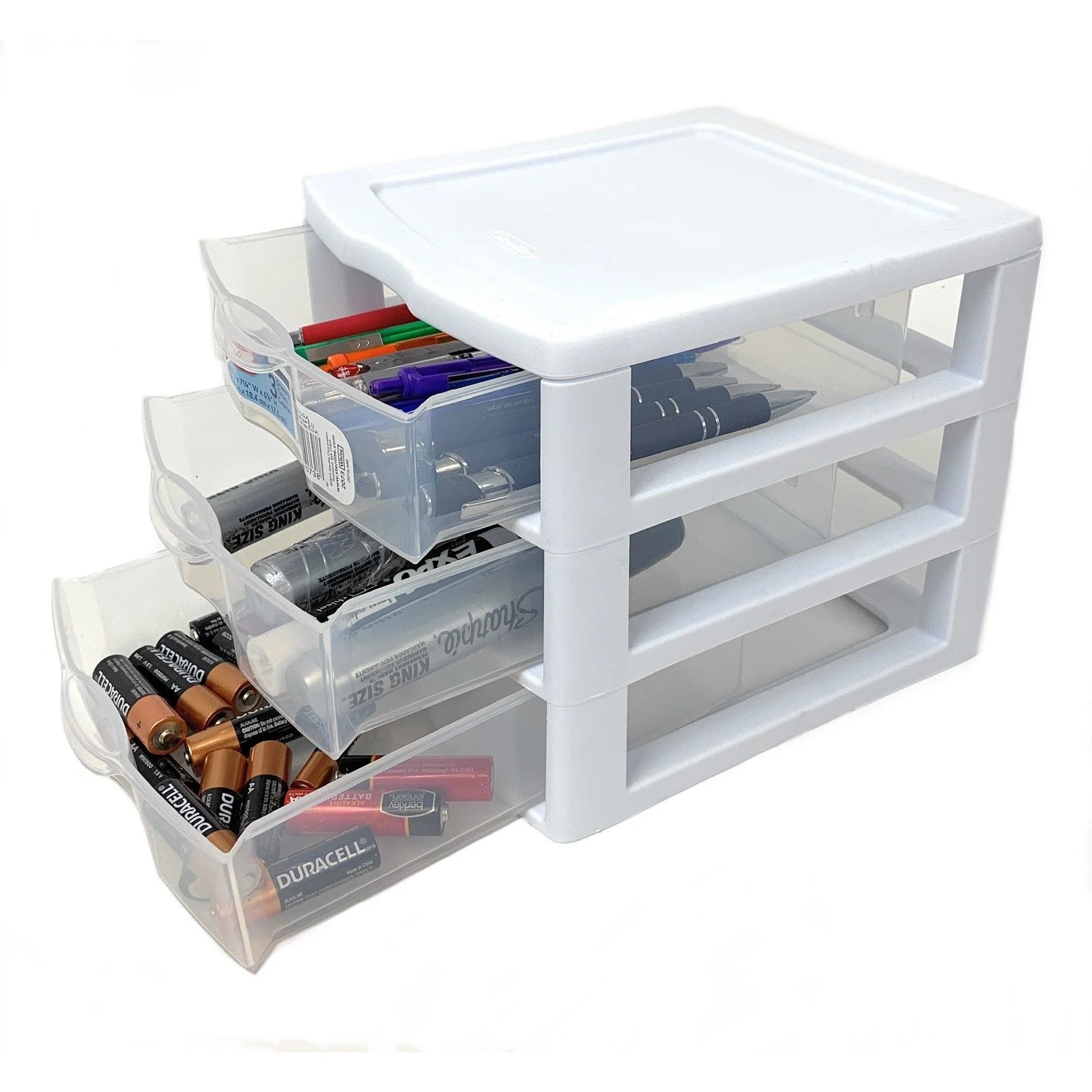 Sterilite Small 3 Drawer Desktop Unit, Plastic, White