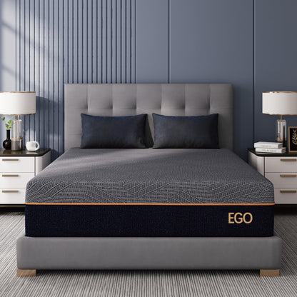 EGOHOME 12 Inch Queen Memory Foam Mattress for Back Pain, Cooling Copper Gel Bed in a Box, Foam Made in USA, CertiPUR-US Certified, Therapeutic Medium Firm, Double 60x80x12 Black